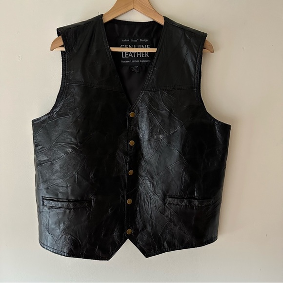 Vintage Jackets & Blazers - Vintage Genuine Leather Patchwork Vest